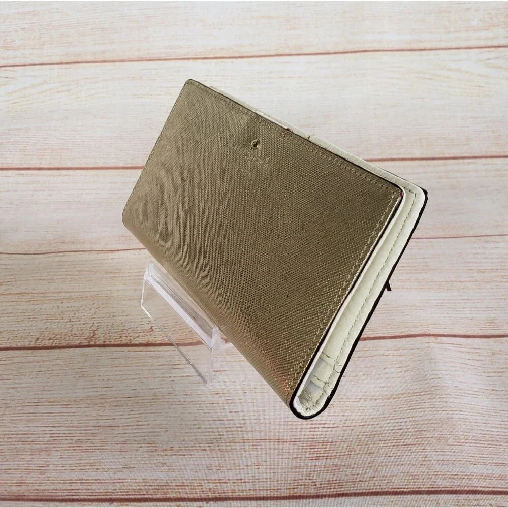 Kate Spade Saffiano Leather Metallic Wallet with Gift Box